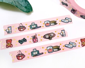 Finding Peace Icon / Me Time / Self Care 10mm Wide / Champagne Gold  Foiled Washi Tape / WA016