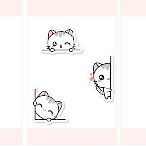 Peek a Boo / Peeling / Sushi the Cat / Cat Kawaii / Lindas pegatinas del planificador de personajes / 048