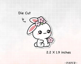 Cherry Blossom Sugar Bun the Bunny / Sakura / Vinyl Die Cut Sticker / D066