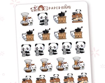 Making Coffee / Morning Coffee Time / Deco Character Planner Stickers / R146