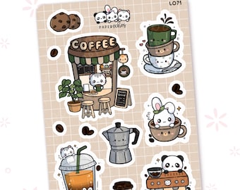 The Coffee Break / Expresso Time / Cafe Character Deco Planner Stickers / L071