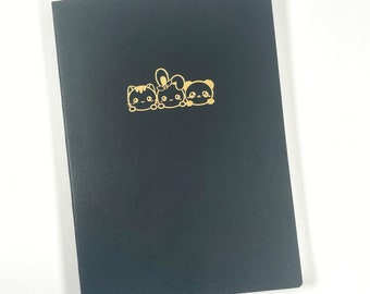 Tomoe River Paper Echo A6 Notebook -  Grid Pages Notebook / Black Colours with Gold Foil Character Notebook / 4mm Grid