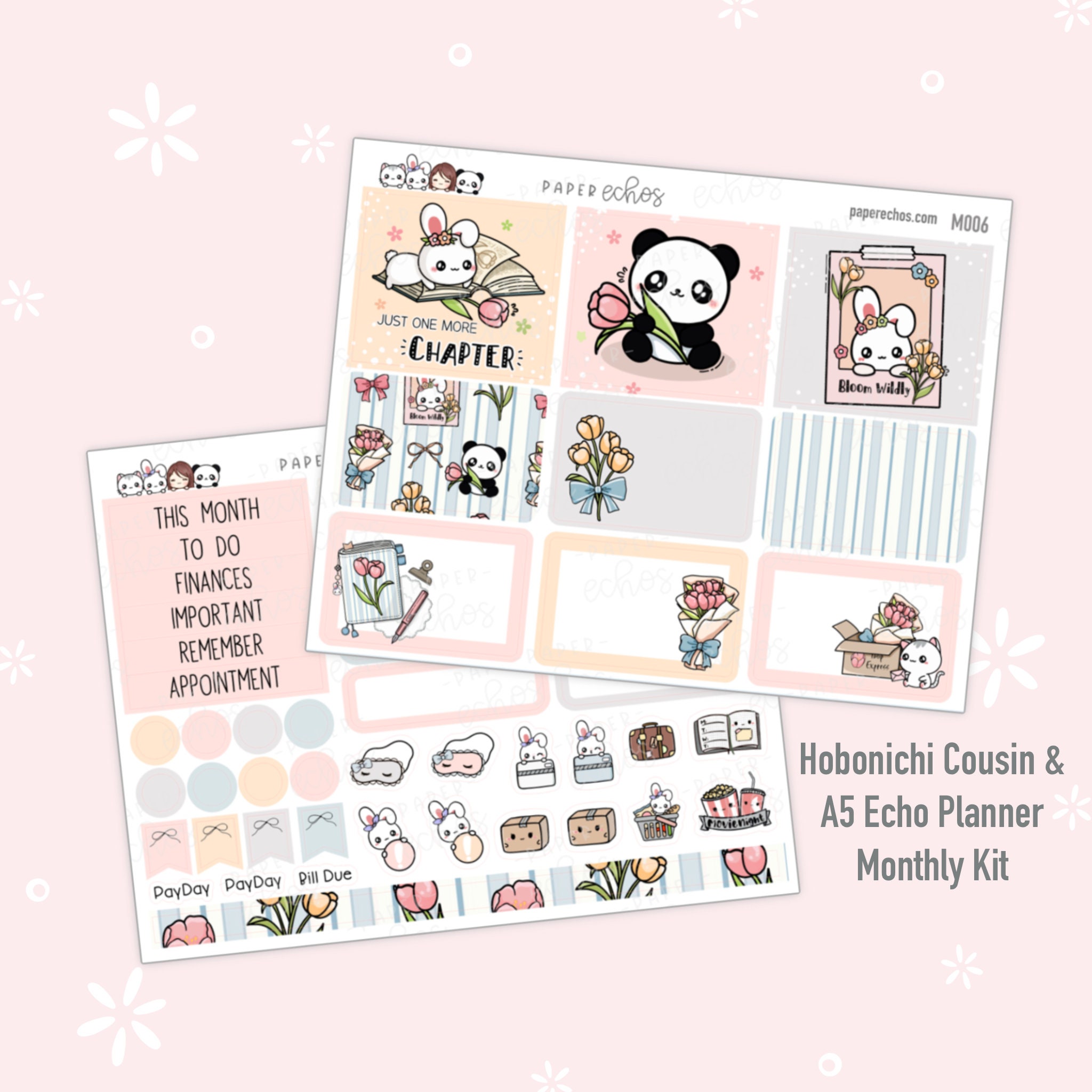 In Bloom Monthly Planner Stickers, Retro Floral Sticker Kit