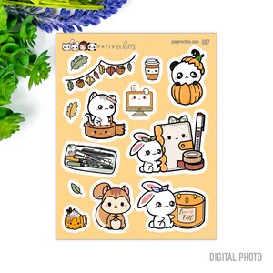 Herbst / Herbst / Liebesherbst / Herbstzeit / Herbstgetränke / Herbstplanung / Kawaii / Niedliche Charakter-Deko-Planeraufkleber / 087