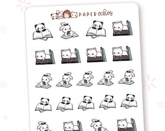 Read Books/ Reading Time / Bookworm Deco Character Planner Stickers / R164