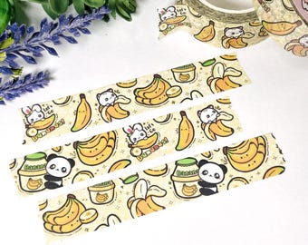 Banana / Fruit / Banana Food / 15mm Wide / Character Champagne Gold  Foiled Washi Tape / WA035