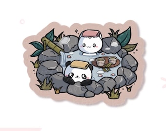 Hot Spring / SPA/ Me Time / Finding Peace Characters Waterproof Matte Vinyl Die Cut Sticker/ D142