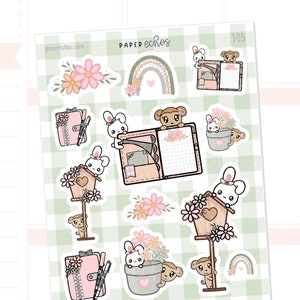 Primavera / Collaborazione primaverile con PlannerMonkeyCo / Casetta per uccelli primaverile / Fiore primaverile / Kawaii / Adesivi decorativi stagionali per planner / 065