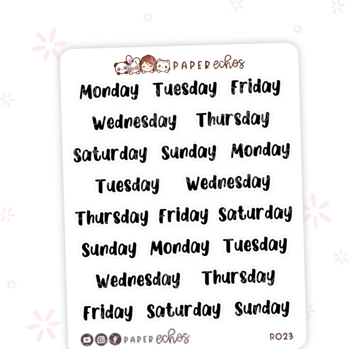 Days of the Week / Header Sticker / Journaling Header Script Sticker ...
