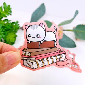 Articoli di pianificazione / Planner / Sushi the Cat / Personaggio Washi Tape Kawaii carino / Adesivo fustellato in vinile olografico / D023