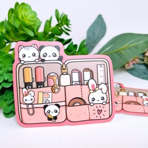 Planungsartikel / Planungsbeutel / Washi Tape & Stifte Charakter Niedliches Kawaii / Holographischer Vinyl-Aufkleber /D021
