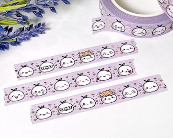 Emoji Head /Emotions / Lilac 10mm Wide / Champagne Gold  Foiled Washi Tape / WA029