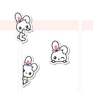 Peek a Boo / Peeking Sugar Bun le lapin mignon / Stickers planificateur personnage Kawaii/058
