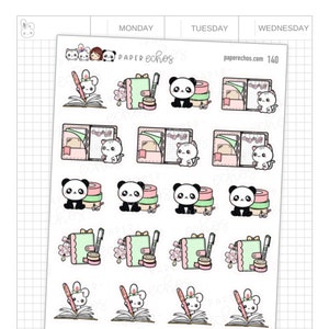 Pianificazione Fiori di ciliegio / Sakura / Pianificazione primaverile / Planner e nastri washi / Kawaii / Adesivi per planner con personaggi carini / 140