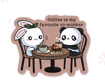 Coffee Date / Coffee Shop Table / Cafe Characters Waterproof Matte Vinyl Die Cut Sticker/ D150
