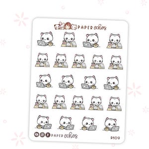 Working / Study / Computers / Working Day / Sushi the Cat Character Planner Sticker /R109