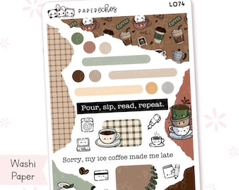The Coffee Break / Expresso / Journaling /Character Planner Stickers / Washi Paper / L074