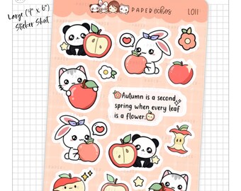 Apple/ Kawaii Fruit / Autumn Apple Sticker / Large Character Decorative Planner Stickers / L011