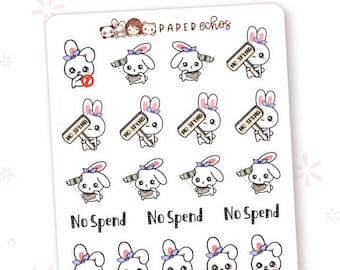 No Spend / No Money / Finance Deco Character Planner Stickers / R151