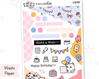 Happy Birthday / Celebrate / Special Day / Journaling /Character Planner Stickers / Washi Paper / L070