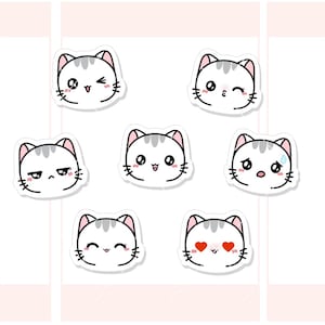 Emoji de Sushi el Gato V0l.2 / Pegatinas de Emoji / Pegatinas de Emociones / Lindo Sushi el Gato / Pegatinas de Planificador de Personajes Kawaii / 100