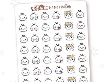 Mochi Moss Emoji Heads / Emotions / Deco Character Planner Stickers / R161