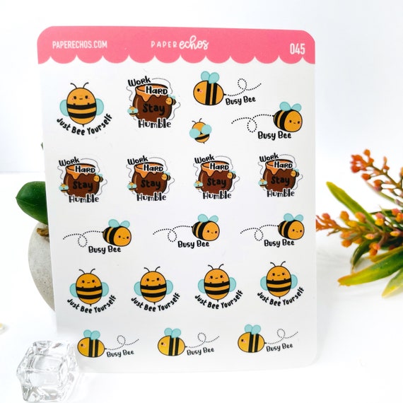 Bee Quote / Work Hard Stay Humble / Busy Bee / Bee Yourself / Kawaii  Character Deco Sticker / Cute / Decorative Planner Stickers / 045 