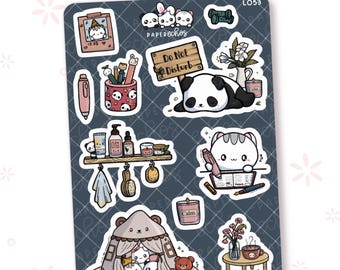 Finding Peace / Relax / Me Time / Fitness Character Deco Planner Stickers / L053