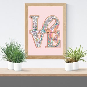 Retro Love Print | Digitaler Download | Love Print | Philadelphia Karte Druck | Philadelphia Art | Stadtplan Druck | Philly Geschenk