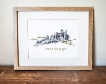 Pittsburgh Skyline | Dzieło sztuki z Pittsburgh | Wydruk z Pittsburgh | Wydruk artystyczny | Sztuka ścienna | Prezent na parapetówkę