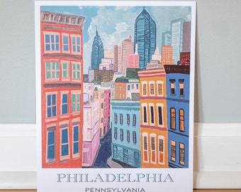 Print stadhuis Philadelphia | Kleurrijke Philadelphia-muurkunst