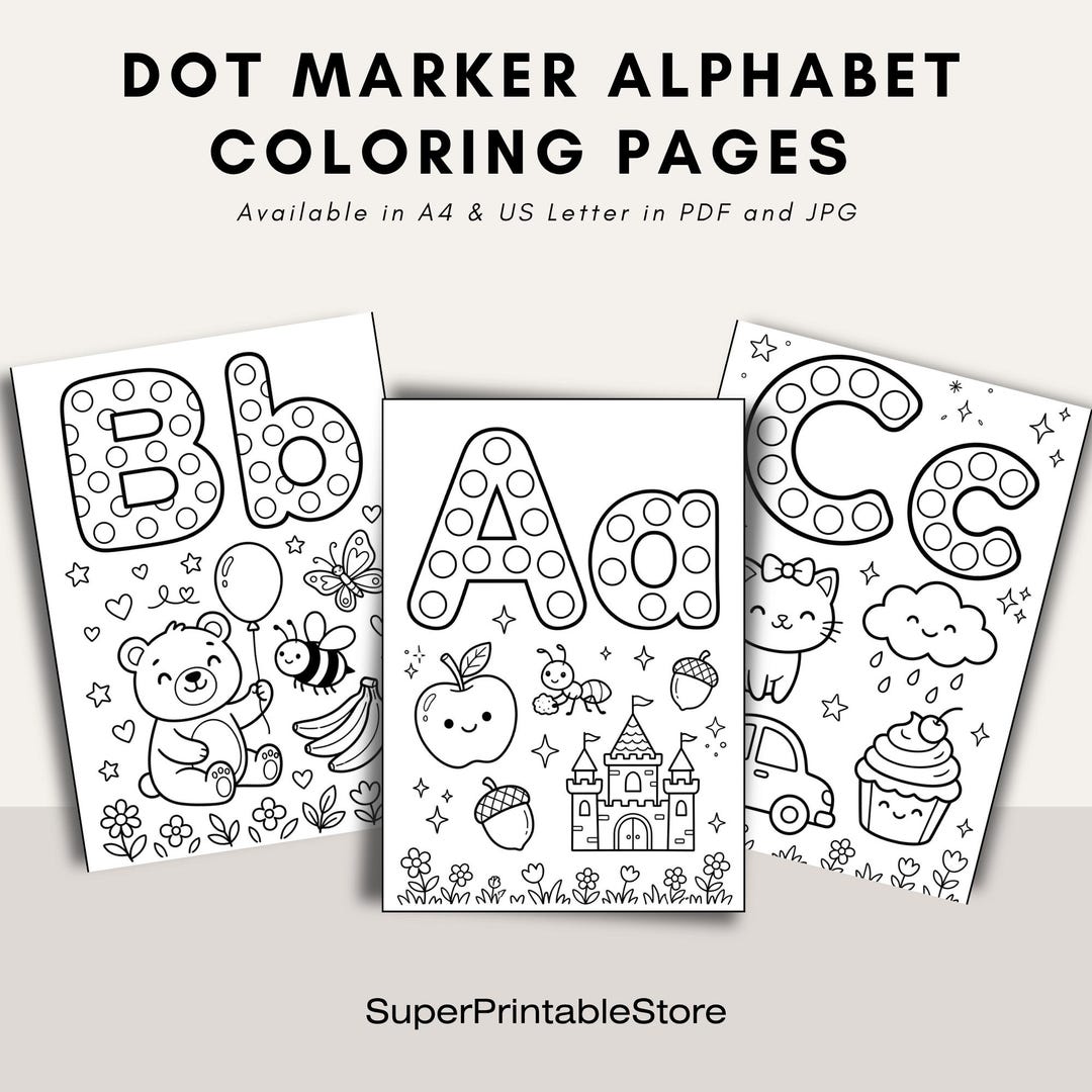 Buy Dot Marker Alphabet Coloring Pages A to Z | Preschool Printable ...