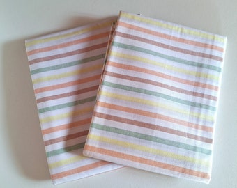 Vintage As New Pair of Single Bed Cotton Sheets / Candy Stripe Sheets / Striped Cotton Sheets /  Cotton Sheet / Single Flat Sheet Set