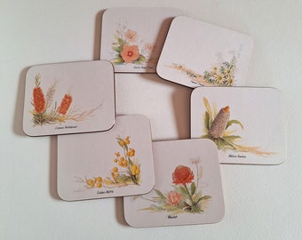 Vintage Flower Coasters - Boxed Set of Jason Australian Wildflower Coasters