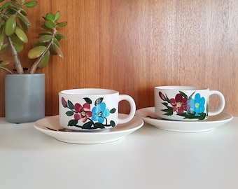 Vintage Ceramic Mug Set - Large Soup Cup and Plate