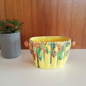 Vintage Ceramic Plant Holder - Kitsch Drip Glaze Utensil Holder - Made in Japan