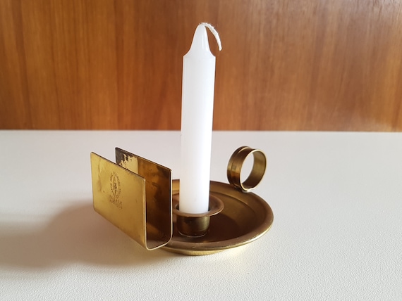 Vintage Brass Candlestick Holder With Matchbox Holder and - Etsy Australia