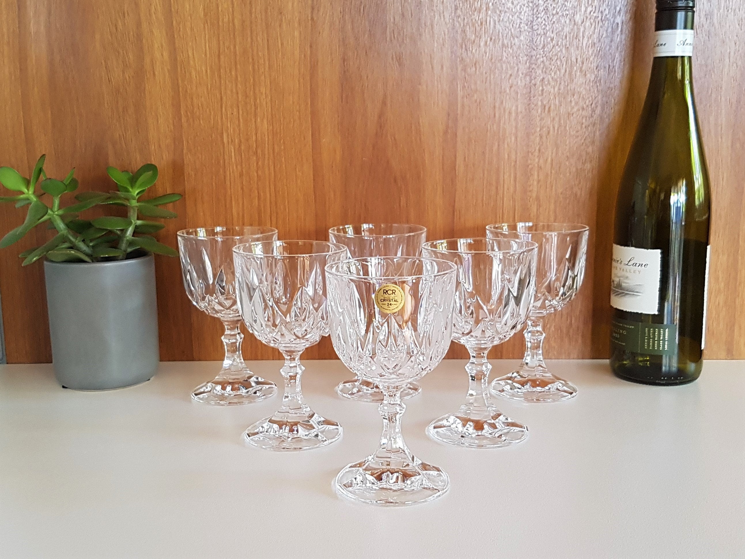 Vintage Set of 6 RCR Crystal Wine Glasses / RCR Ambassador Wine Glass / RCR  Crystal Glass Set / Royal Crystal Rock Glasses -  Denmark