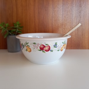 Vintage Large Corelle Mixing Bowl / Corelle Coordinates Fruit Chutney Bowl / Corelle Stoneware Nesting Bowl