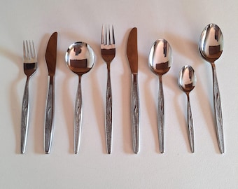 Vintage 43 Piece 6 Place Setting Stainless Steel Cutlery Set - As New Wheat Design Cutlery