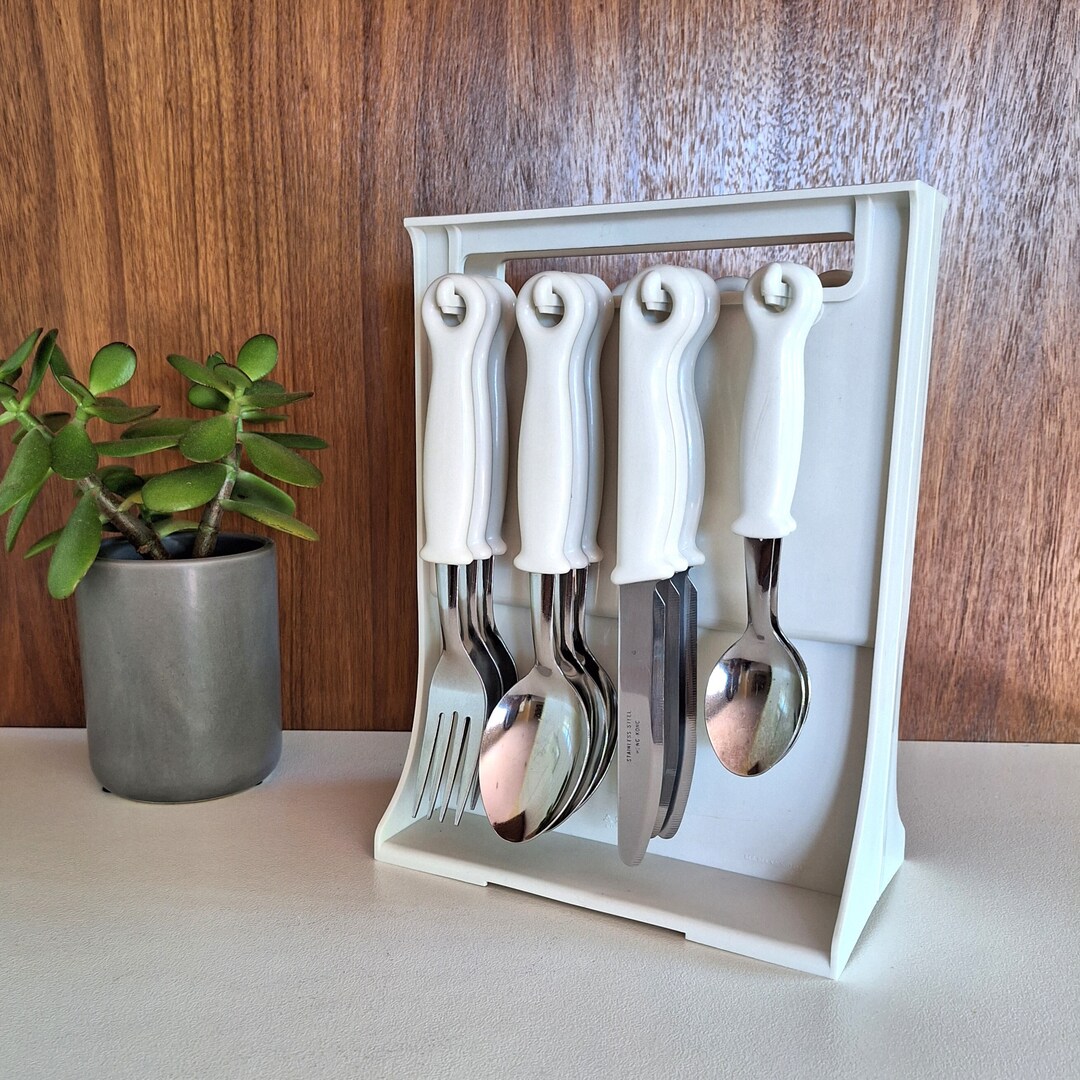 Vintage 22 Piece Hanging Cutlery Set With Serviette Holder / Caravan