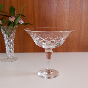 Vintage Crystal Glass Compote Bowl / Crystal Jewellery Dish / Crystal Candy Dish / Tall Crystal Bowl
