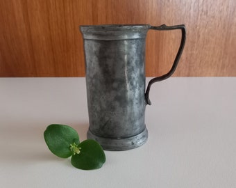 Vintage Pewter Tankard Mug / Antique Measure Jug / Metal Tankard / Pewter Beer Tankard / Apothecary Measure Jug