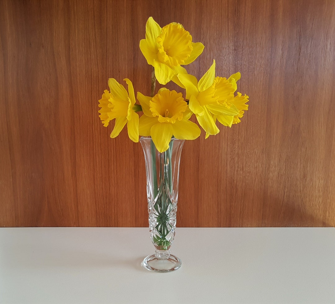 Vintage Tall Glass Vase / Fluted Glass Vase / Glass Bud Vase / Etsy