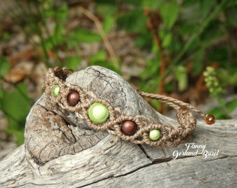 Ethnik & celtik vert - Bracelet Macramé boho, ethnique et celtique vert et marron