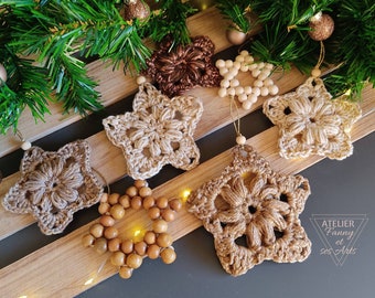 Déco de Noël - étoiles de Noël au crochet et étoiles en perles - vendues à l'unité