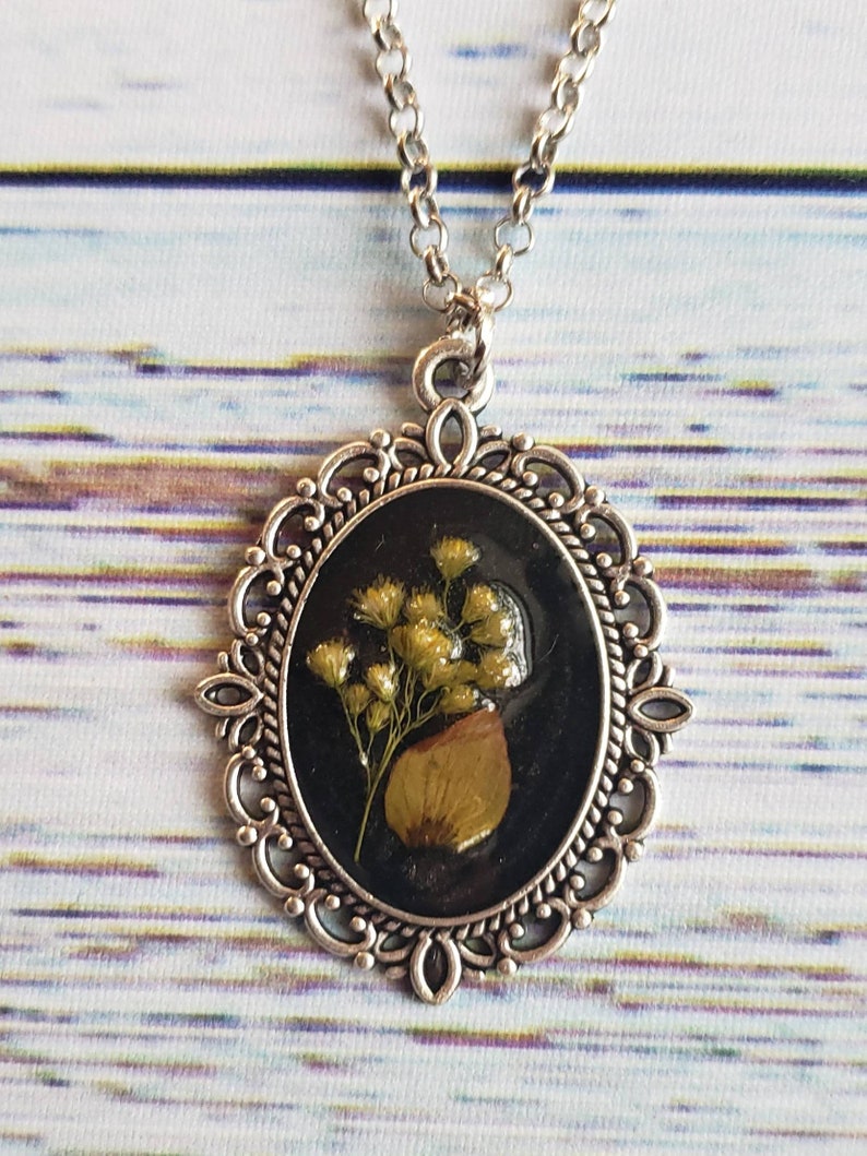 Dried Real Flower Necklace Gift Set Resin Pressed Flower Etsy