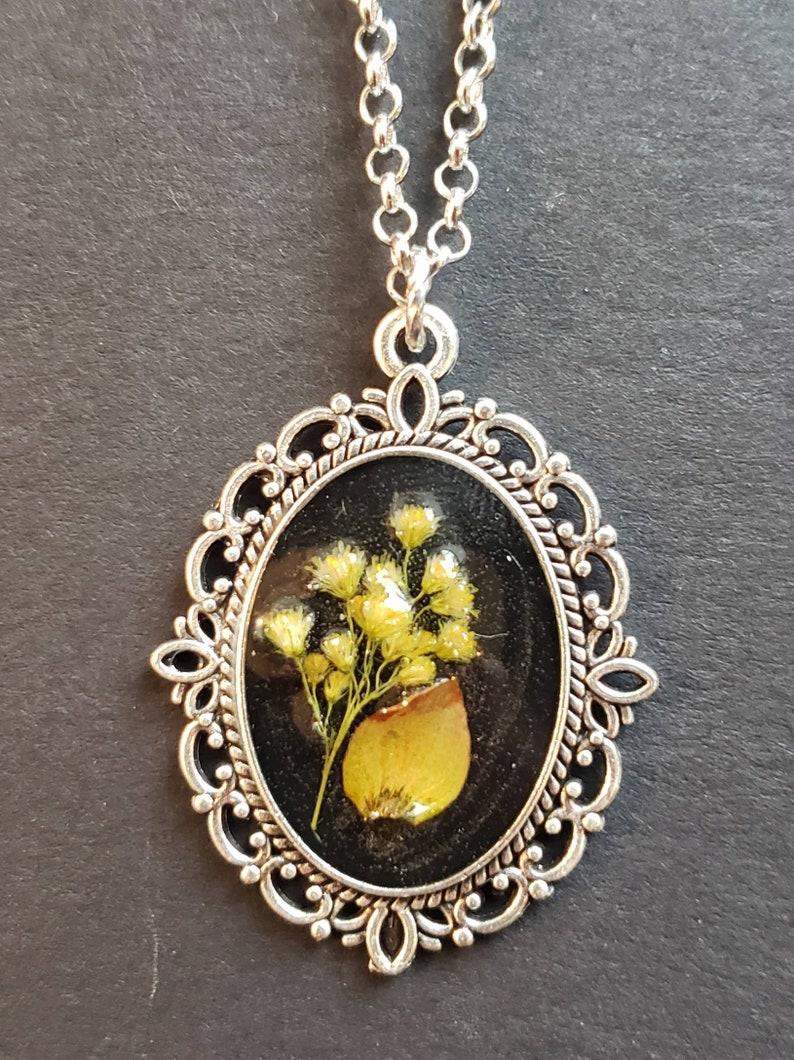 Dried Real Flower Necklace Gift Set Resin Pressed Flower Etsy