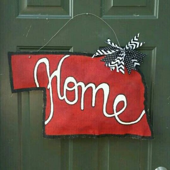 Red Glitter Nebraska State Door Hanger