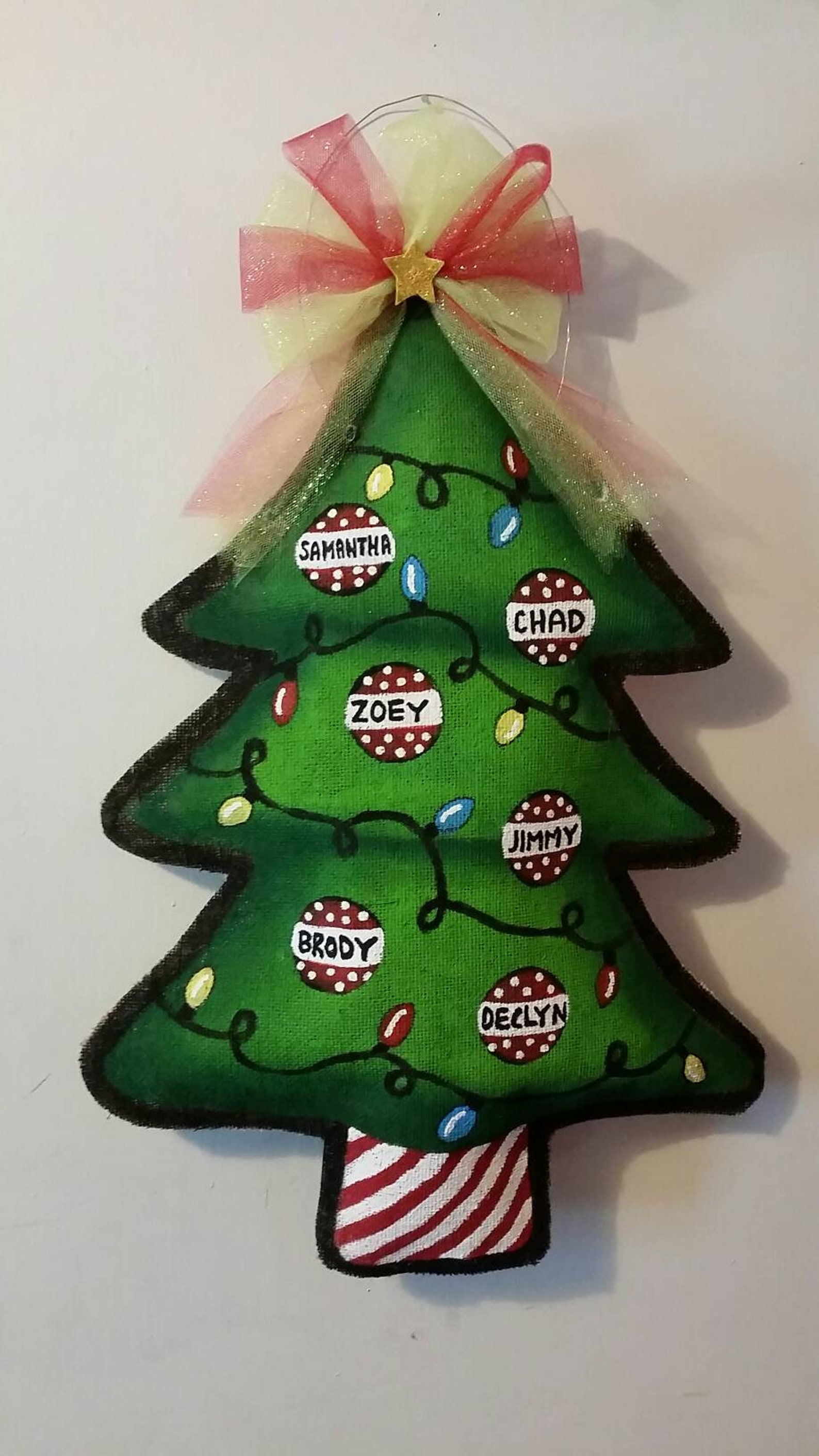 Customized Christmas Tree Burlap Door Hanger Christmas Front Etsy